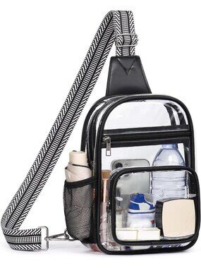 Clear Stadium Event Bag, Transparent Crossbody Purse, Sling Backpack for